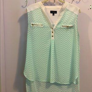 My Michelle tank top white and mint chevron